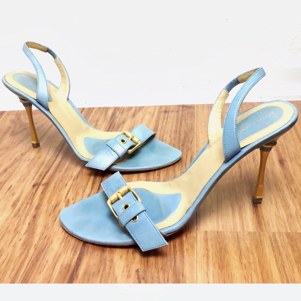 Bottega Veneta Blue Leather Buckle High Heels